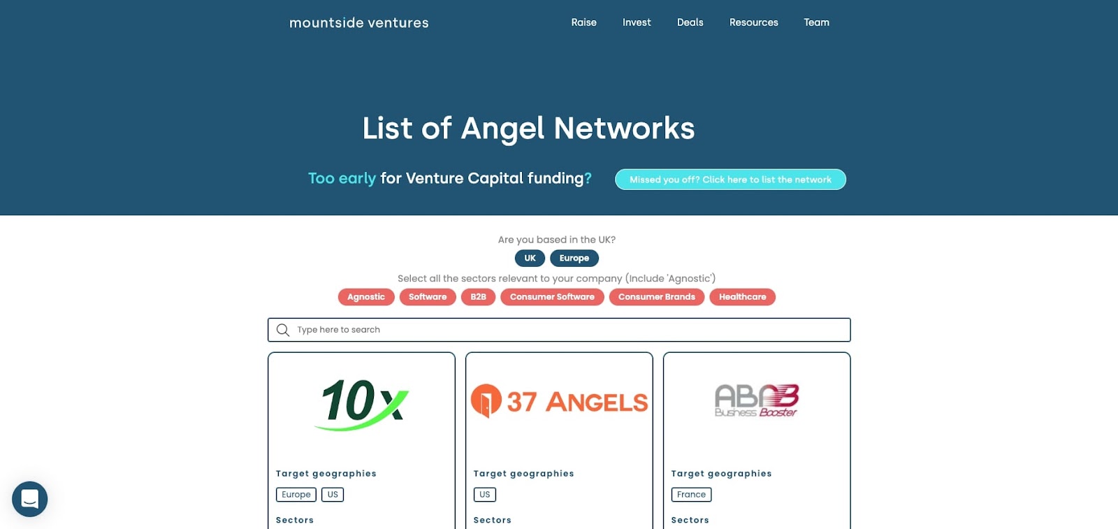 120+ angel networks with a UK focus