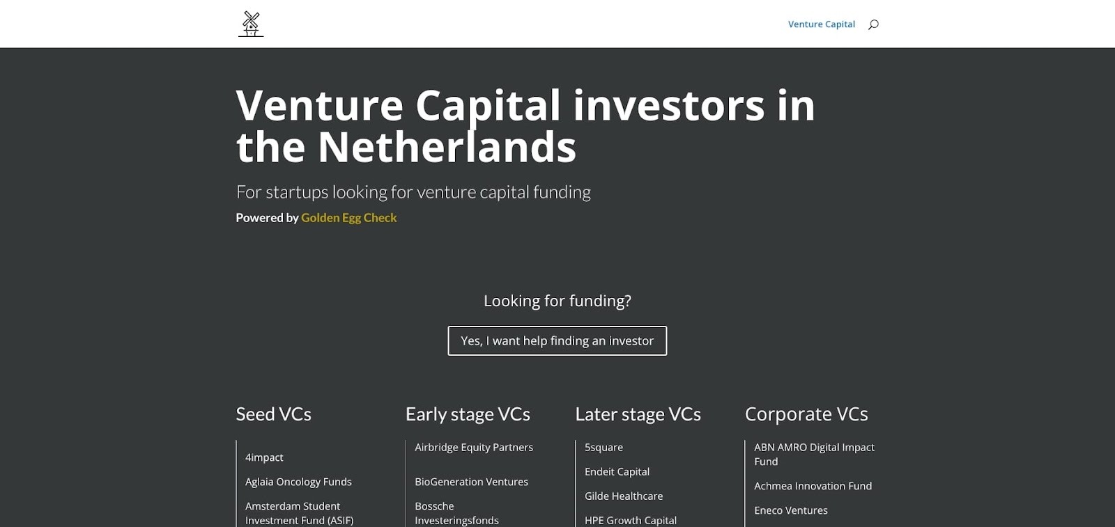 A simple list of 80 Dutch VC firms