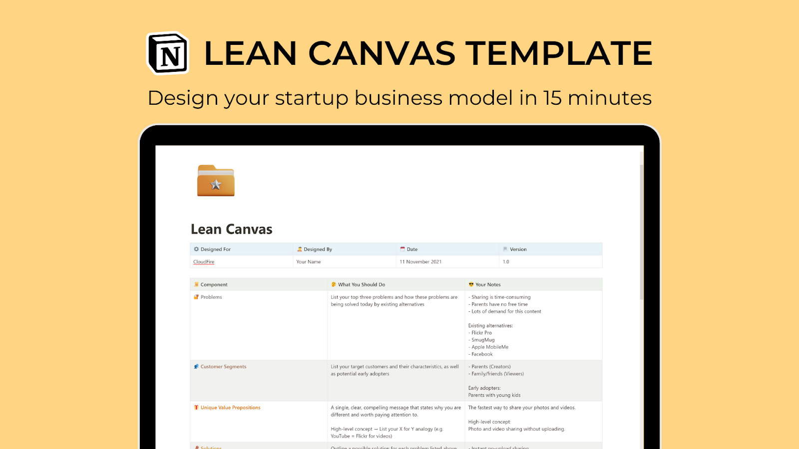 Lean Canvas Template Notion