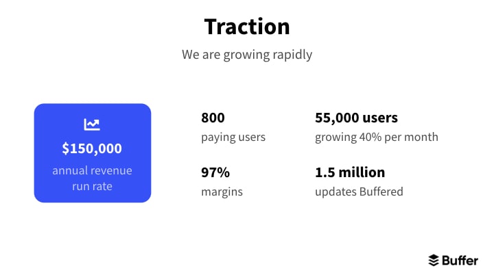 Buffer traction slide example with key facts of achievements