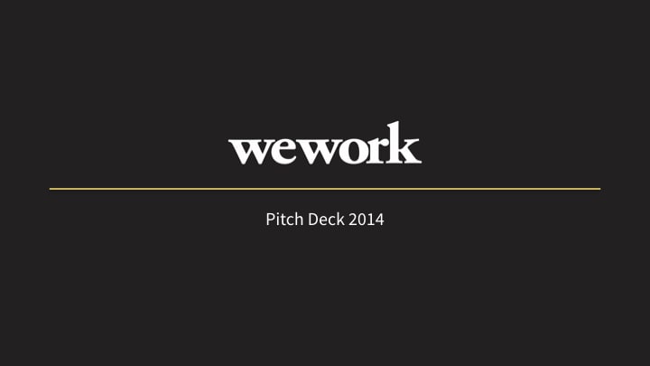 WeWork title slide dark style