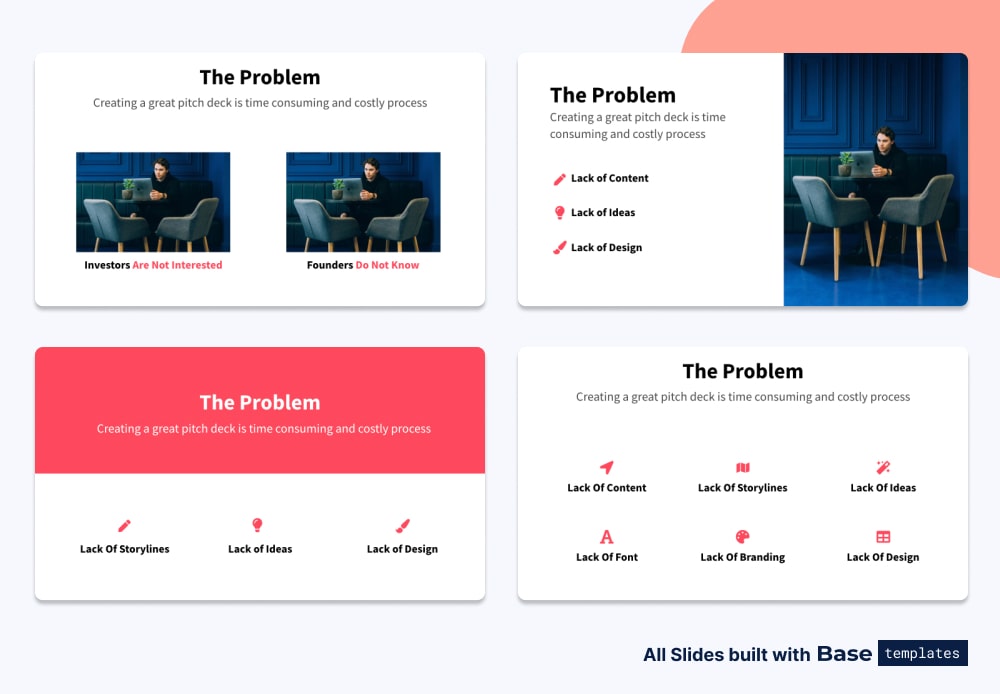 Pitch deck title problem different designs