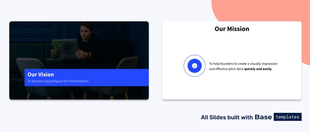 Pitch deck mission slide different designs