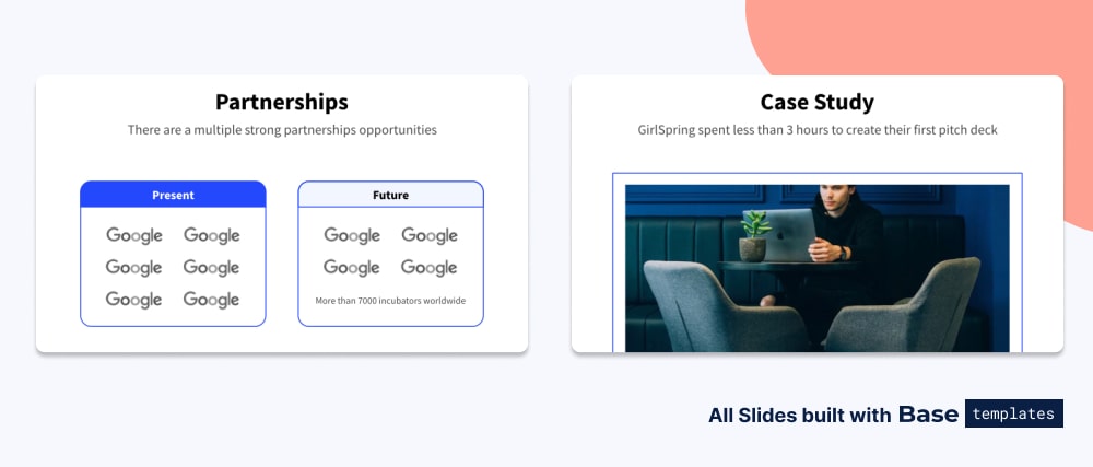 Pitch deck partnerships slide different designs