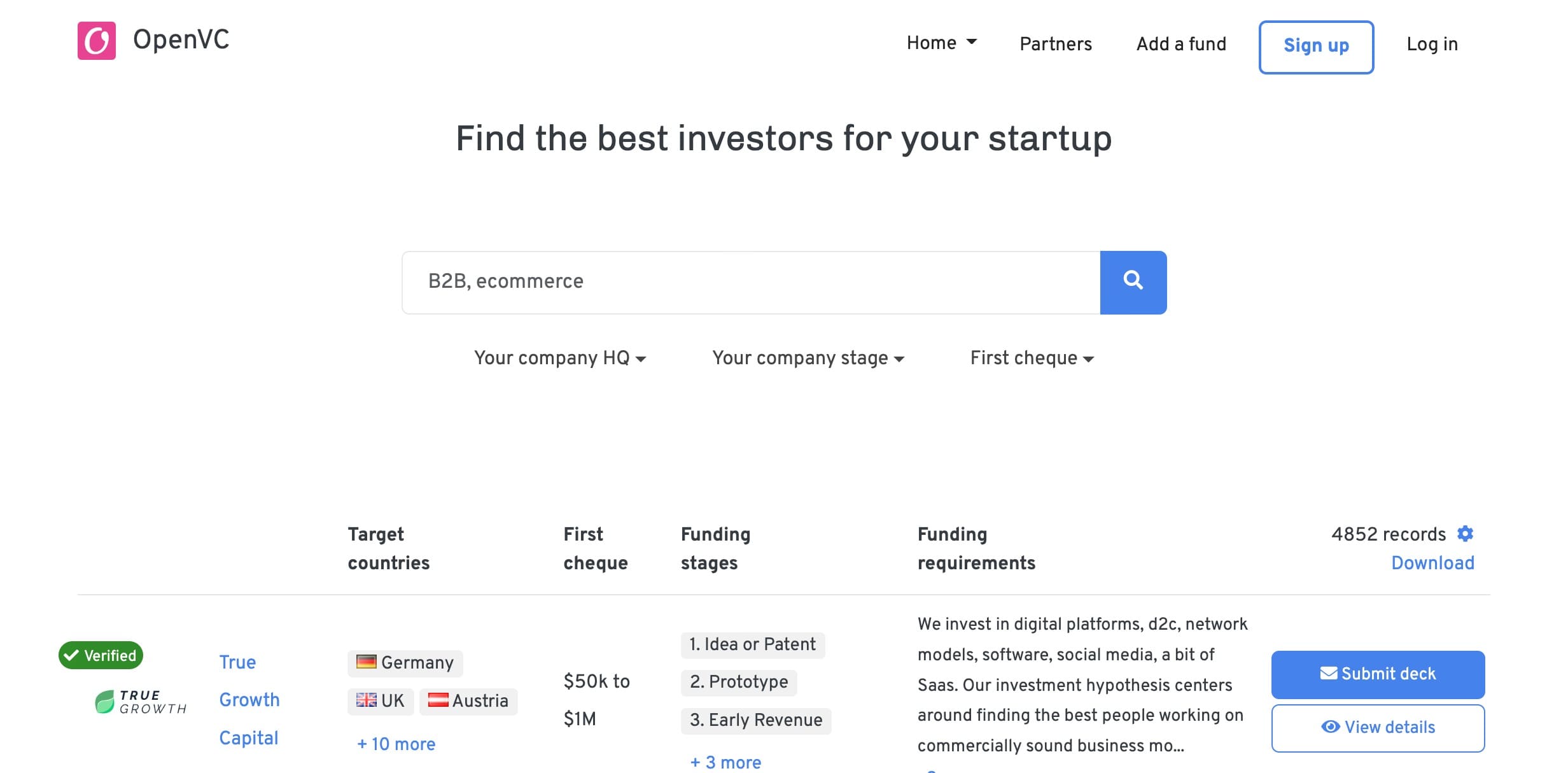 Open VC - Venture Capital Database