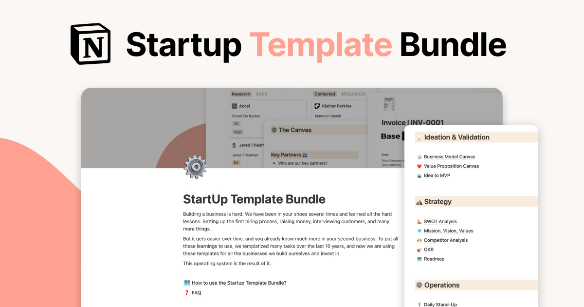 Notion Startup Template Bundle