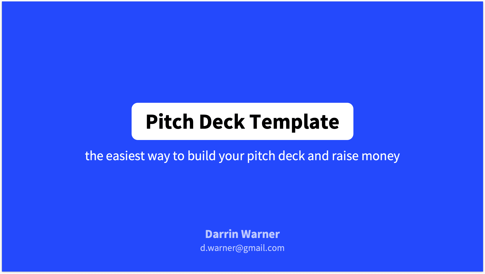 Pitch Deck Title Slide in Blue