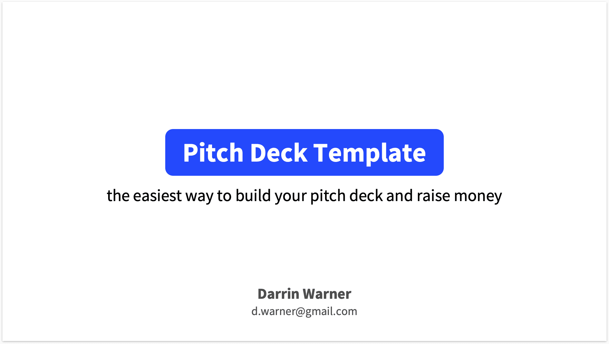 Pitch Deck Title Slide Plain White