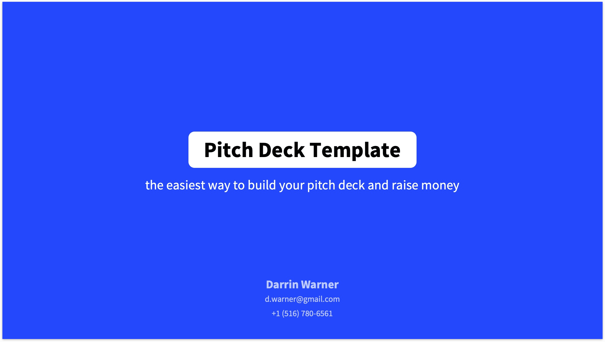 Pitch Deck Title Slide Reading Version in Blue