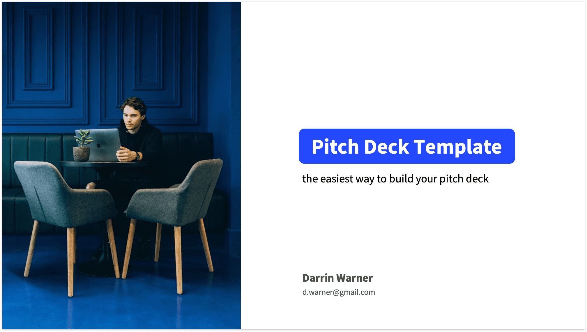 Pitch Deck Title Slide Reading Version with Photo