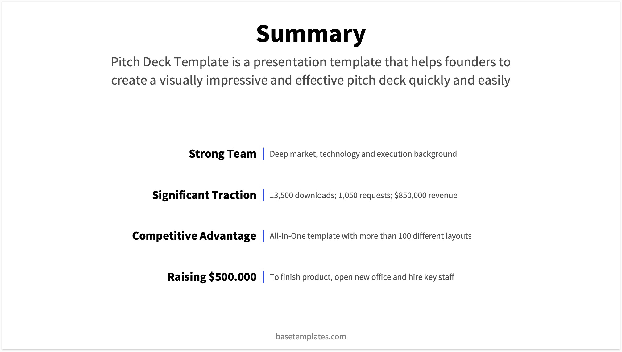 4 Point Summary Slide Pitch Deck