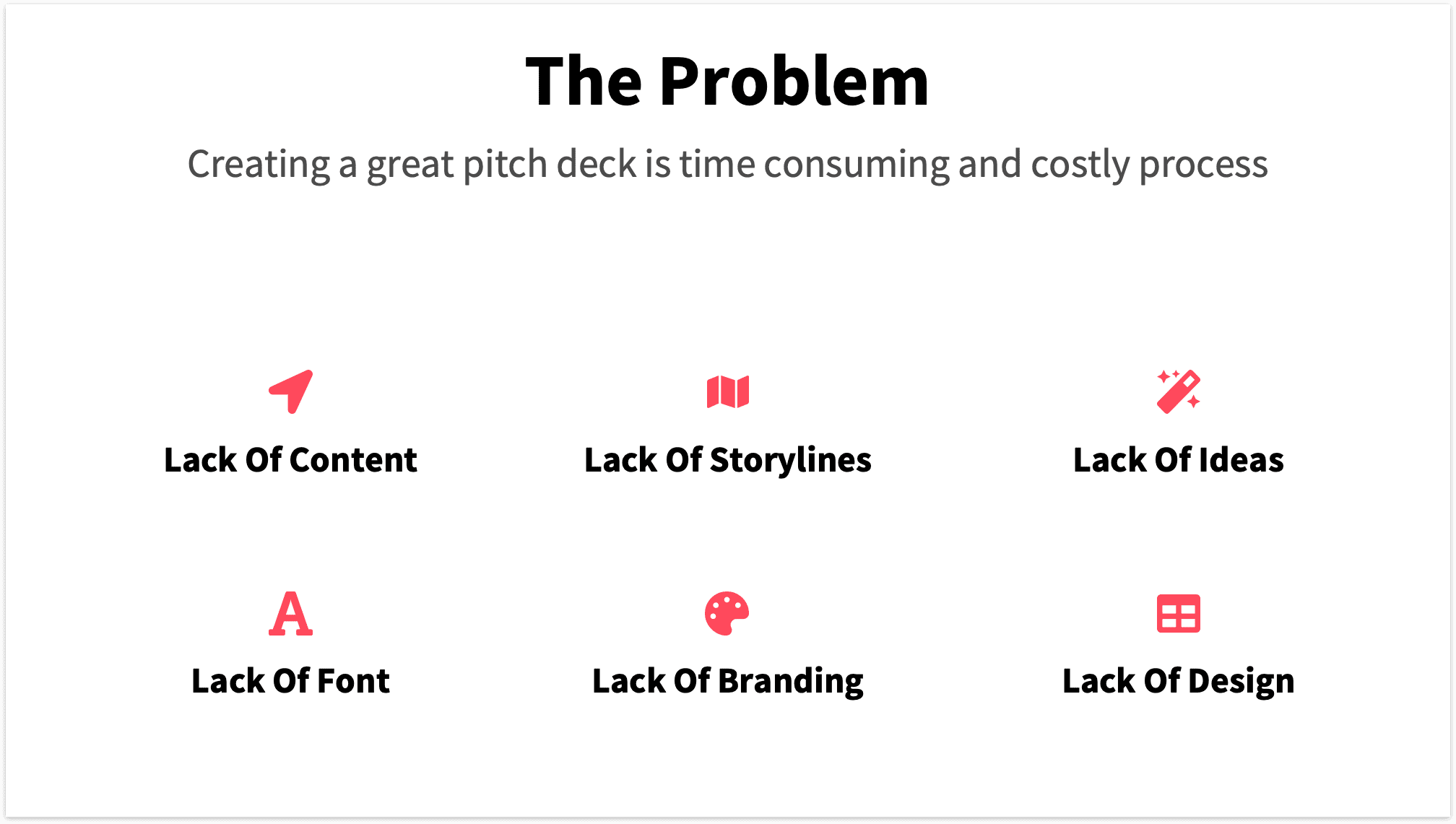 6 Problems on Pitch Deck Problem Slide