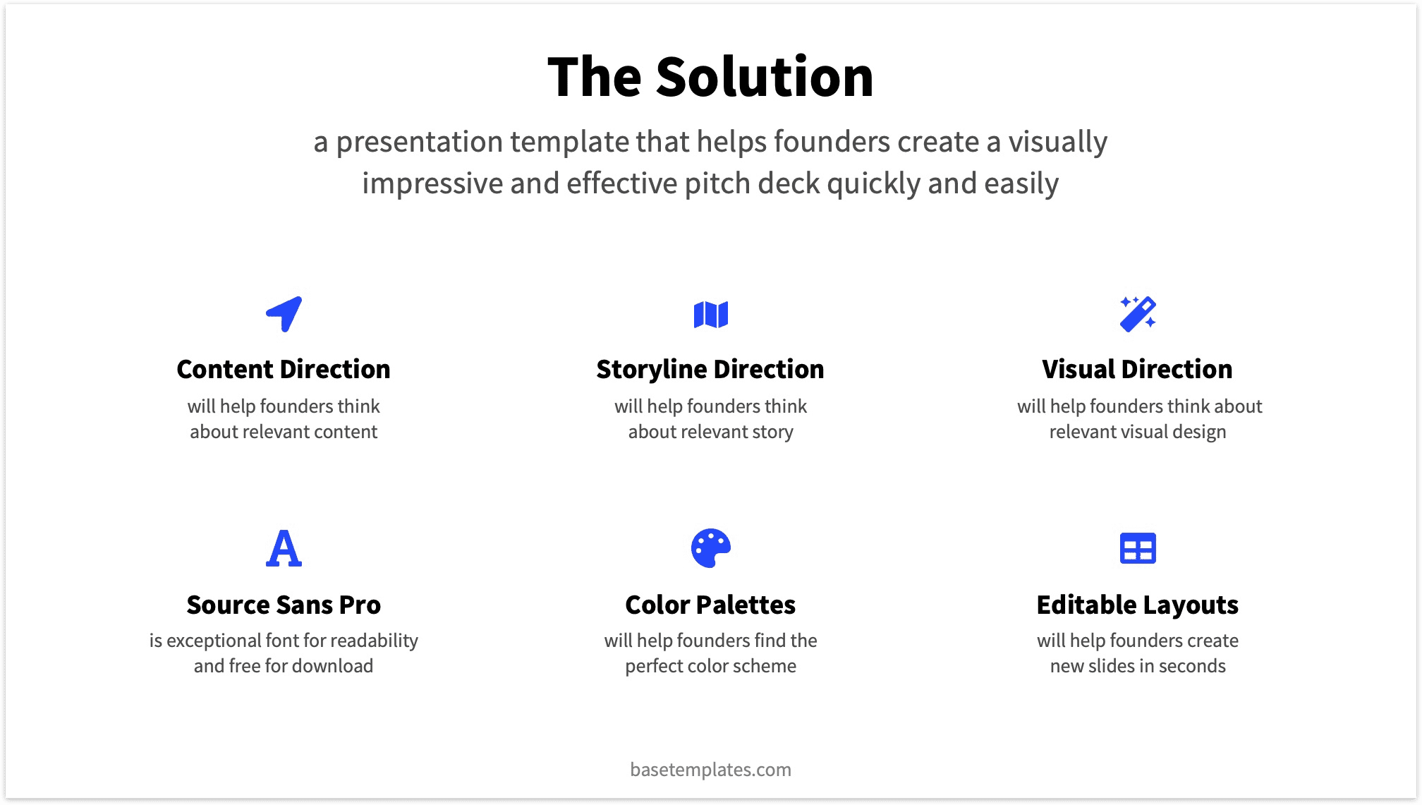 Solution Slide with 6 Points for Pitch Deck