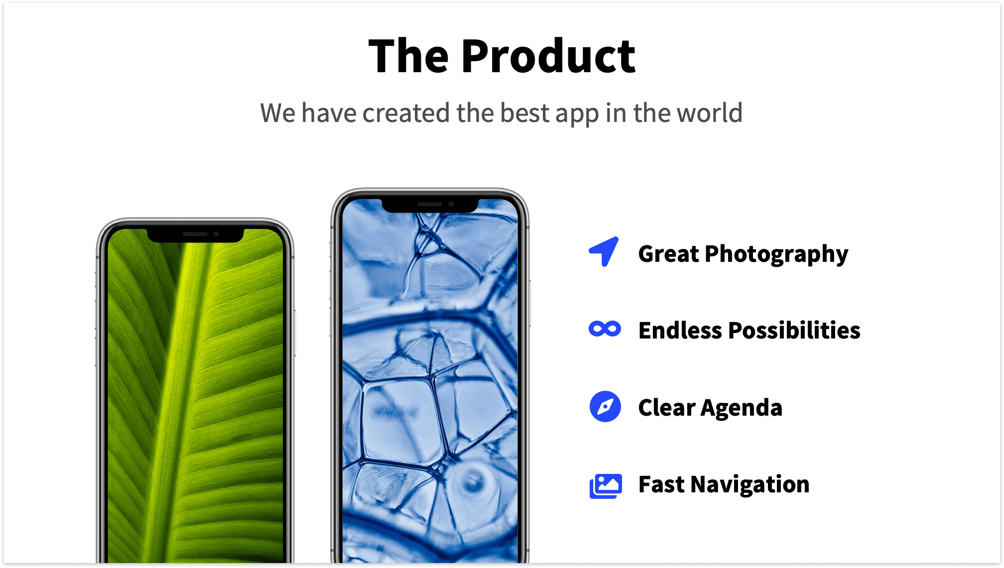 Product Slide Pitch Deck with App Features and Mockup