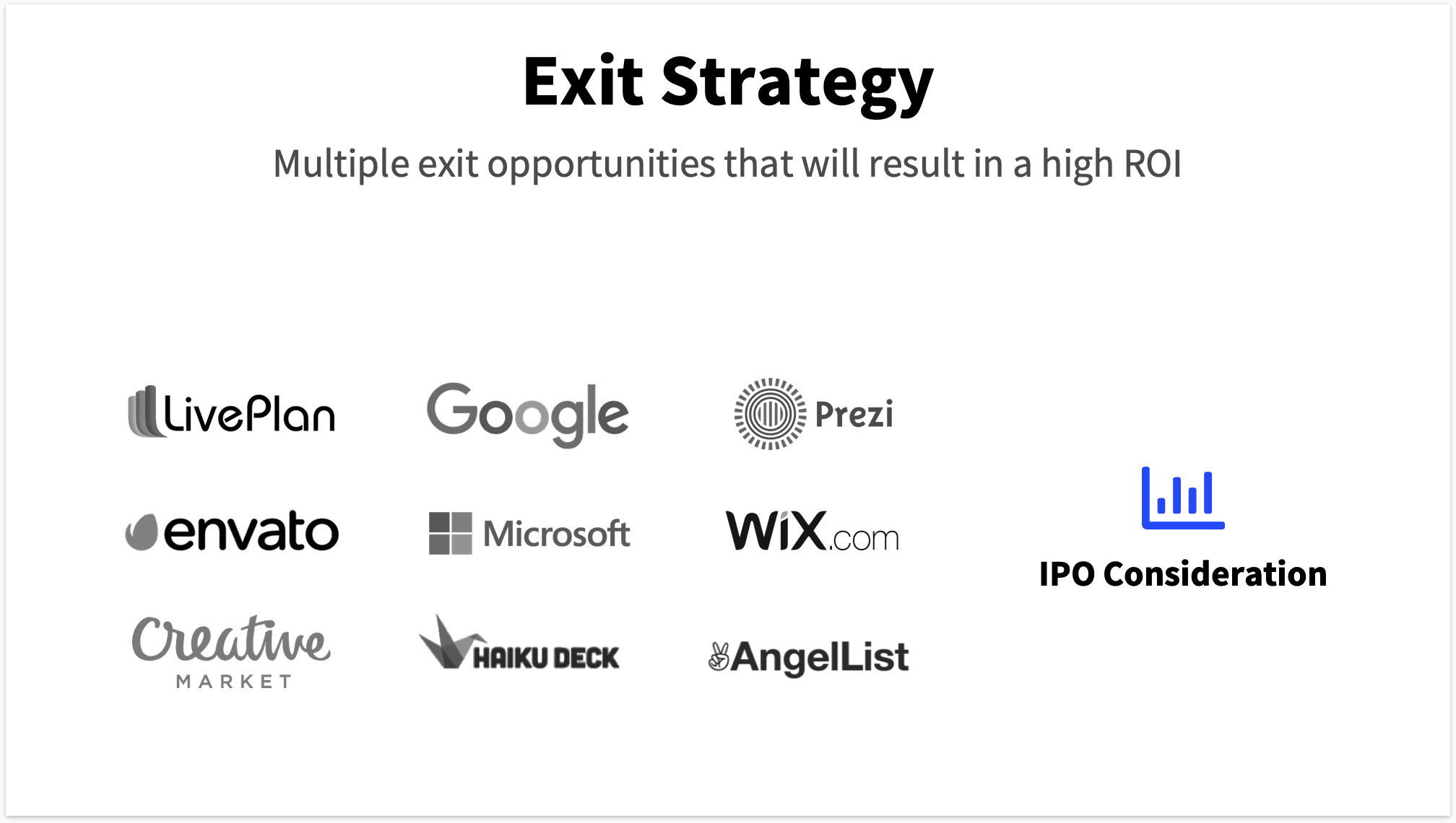 Exit Strategy Slide Example Pitch Deck Template