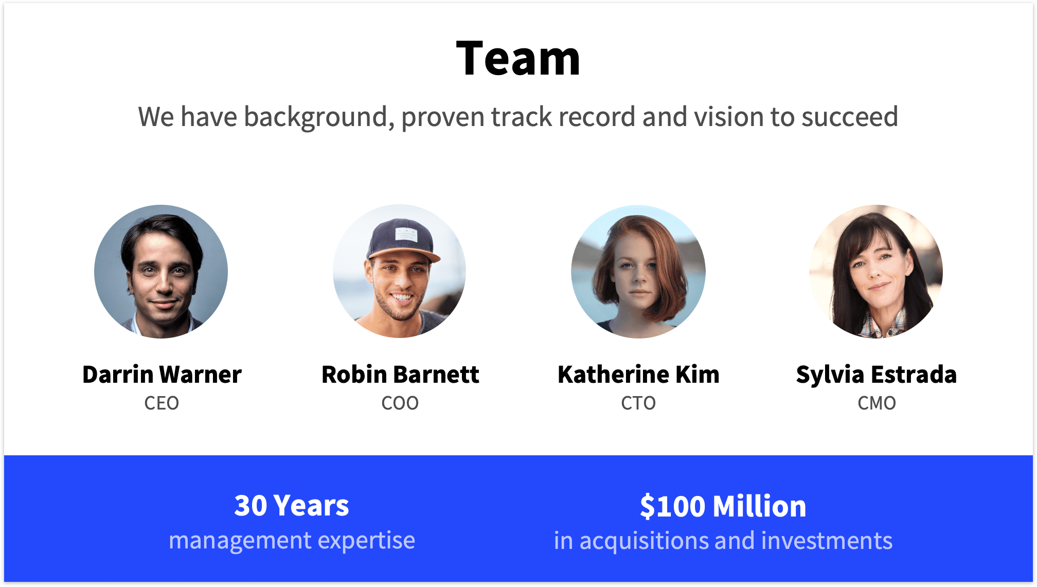 Team Slide for Startup Pitch Deck