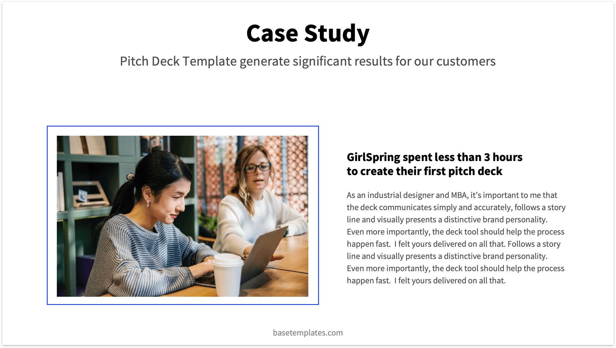 Case Study Slide Reading Pitch Deck