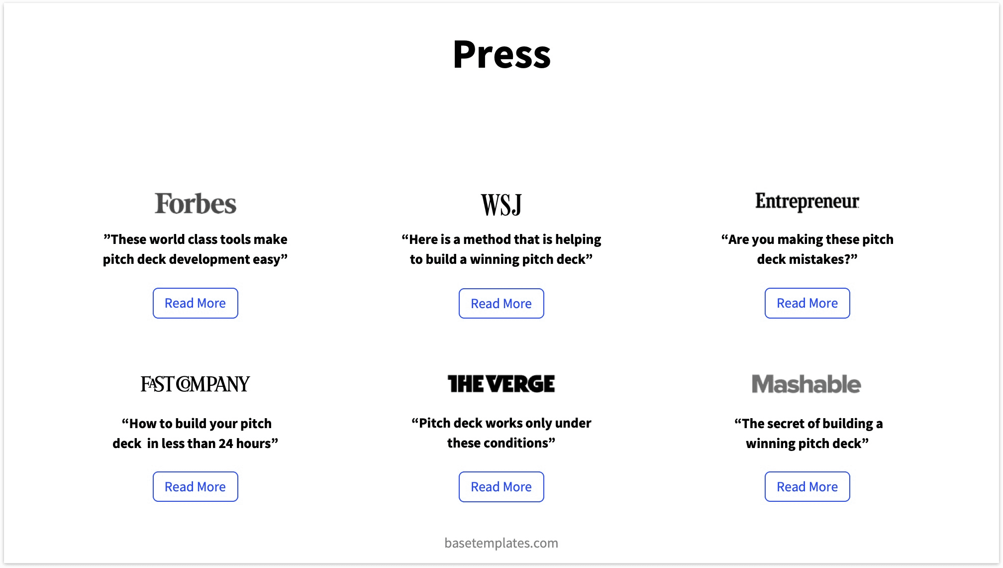 Press Slide Reading Pitch Deck