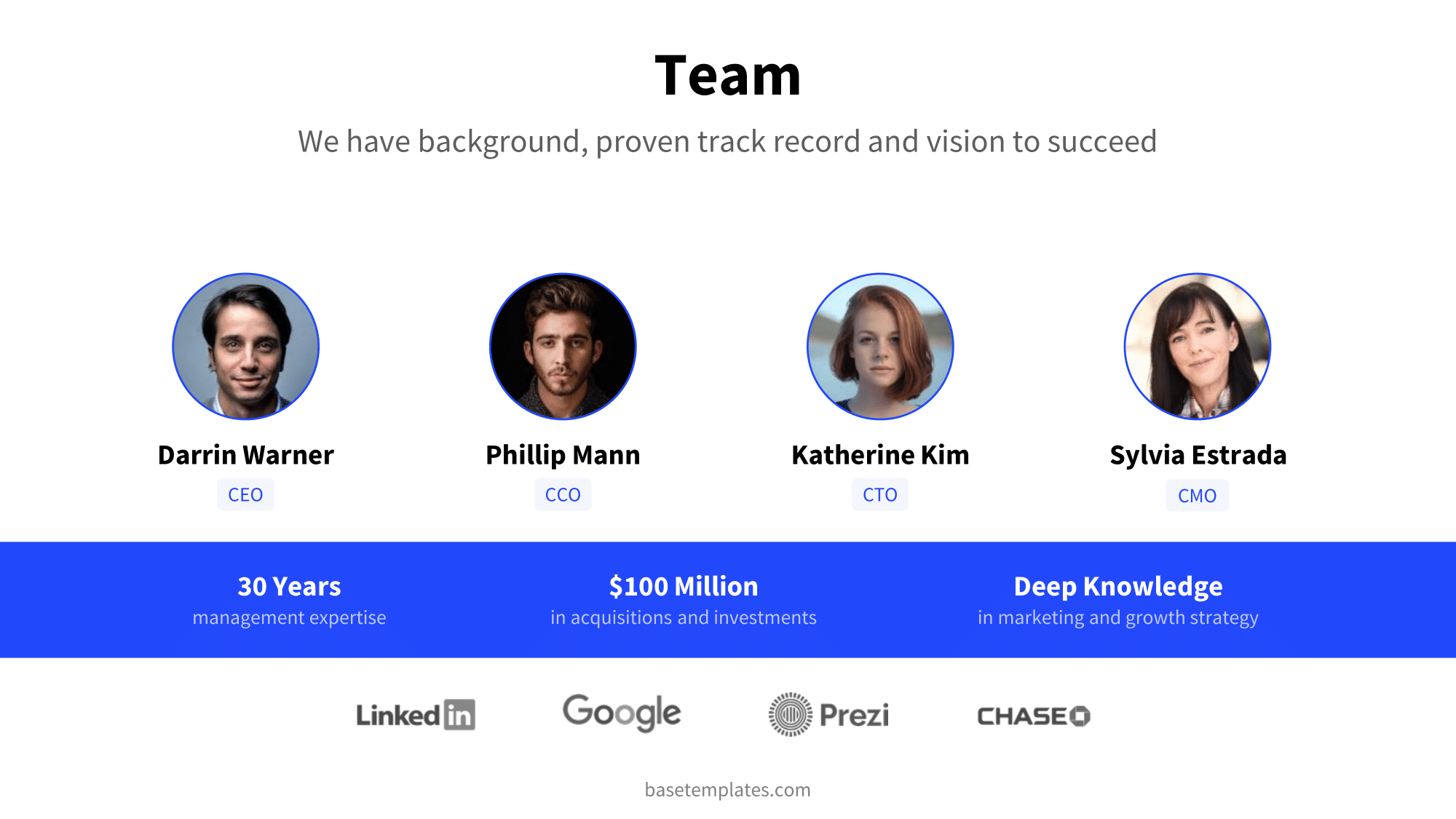 Team slide with c-level management