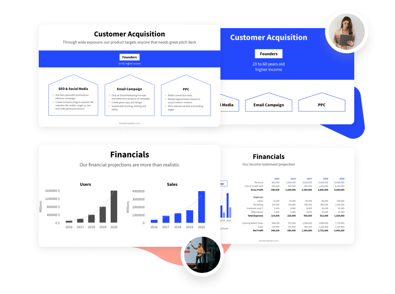 Pitch Deck Template comes with a reading and presentation version