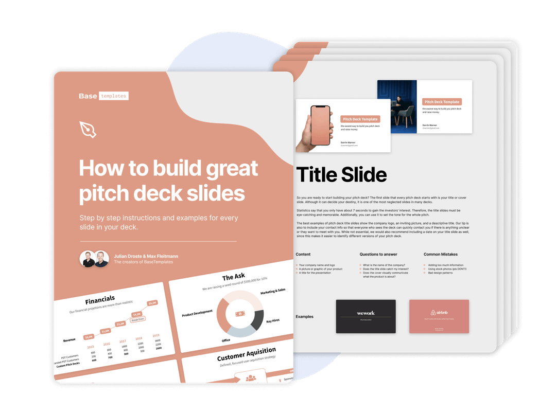 Our Pitch Deck comes with a detailed guide that explains every step in building your slides.