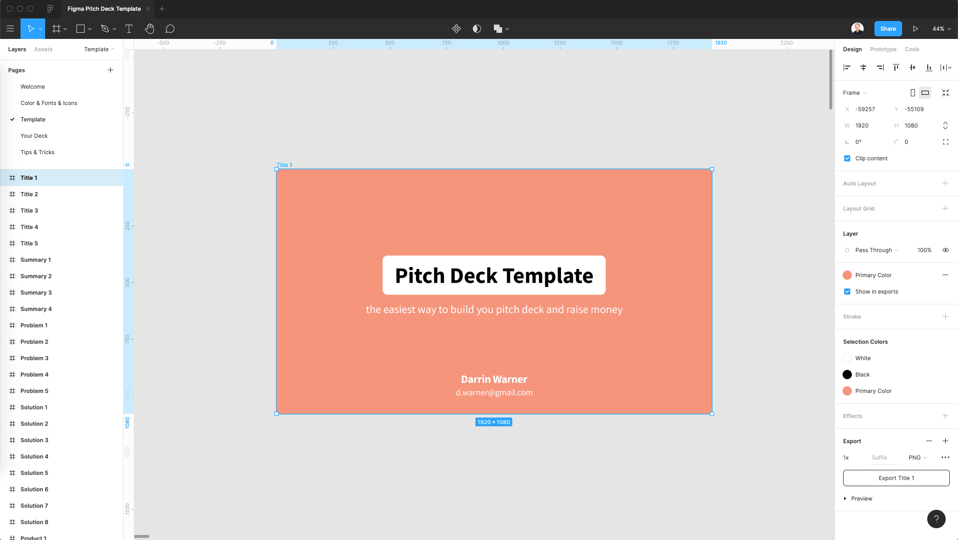 Building a Pitch Deck in Figma Step 1