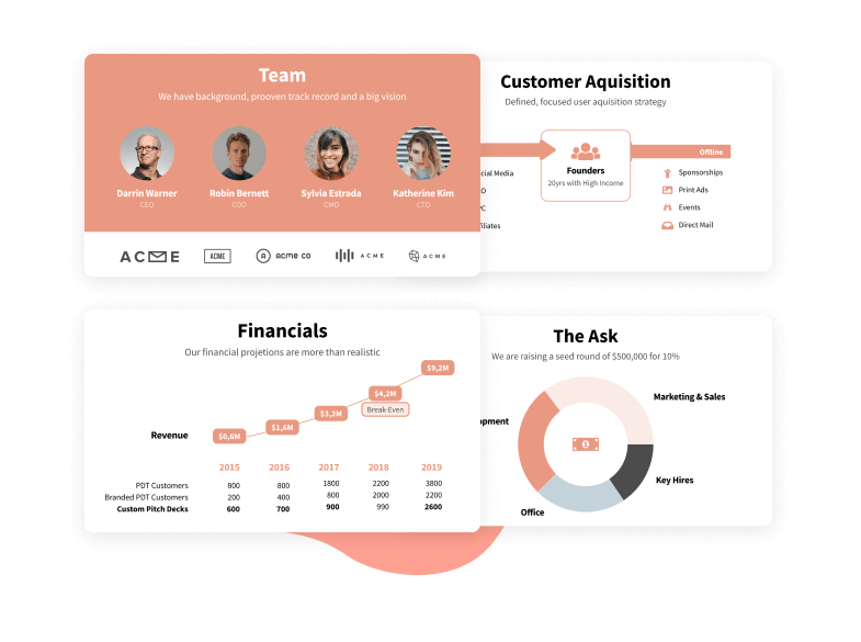 Pitch Deck Template comes with a reading and presentation version