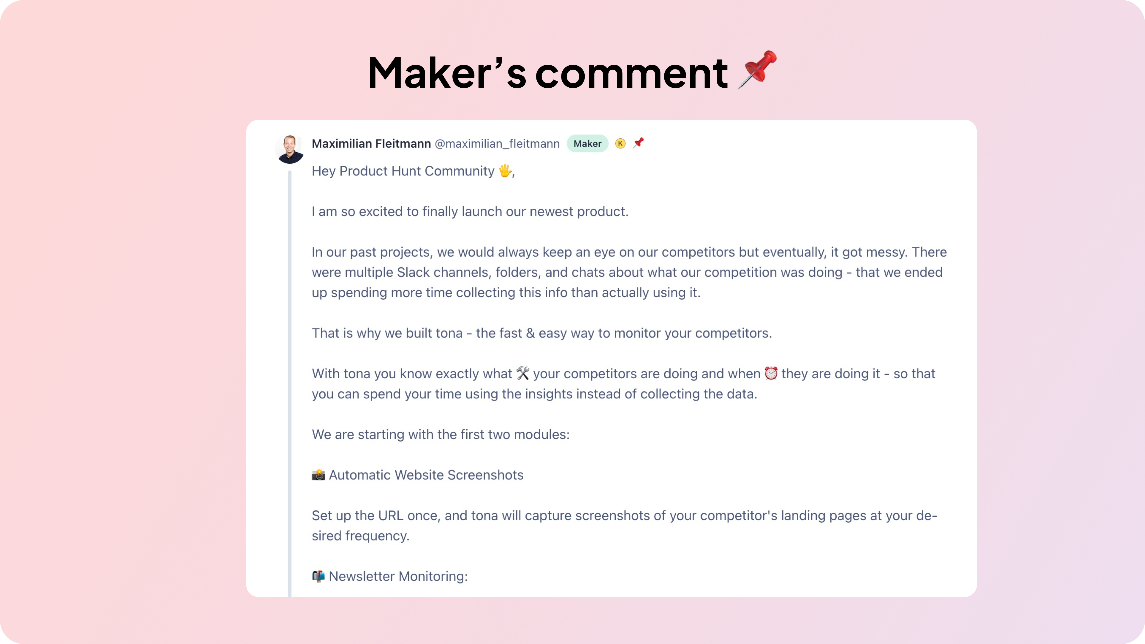 maker's comment